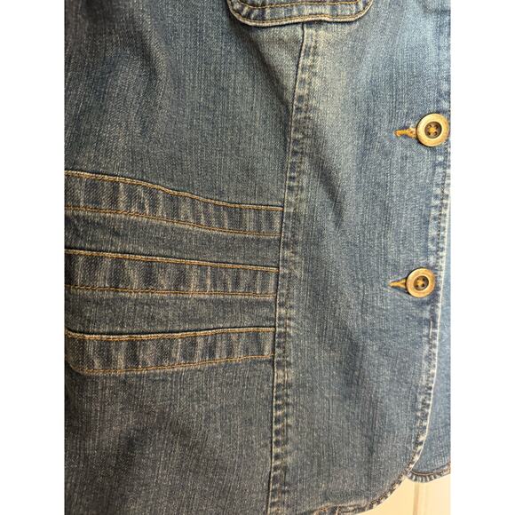 Denim blue blazer jacket 3 button closing by coldwater creek size Medium - Picture 7 of 9